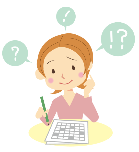 パズルを解く女性のイラスト
