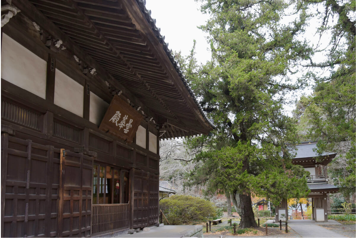 素朴な鐘楼門は、俗世と仏道を分ける「結界」の役割を担います